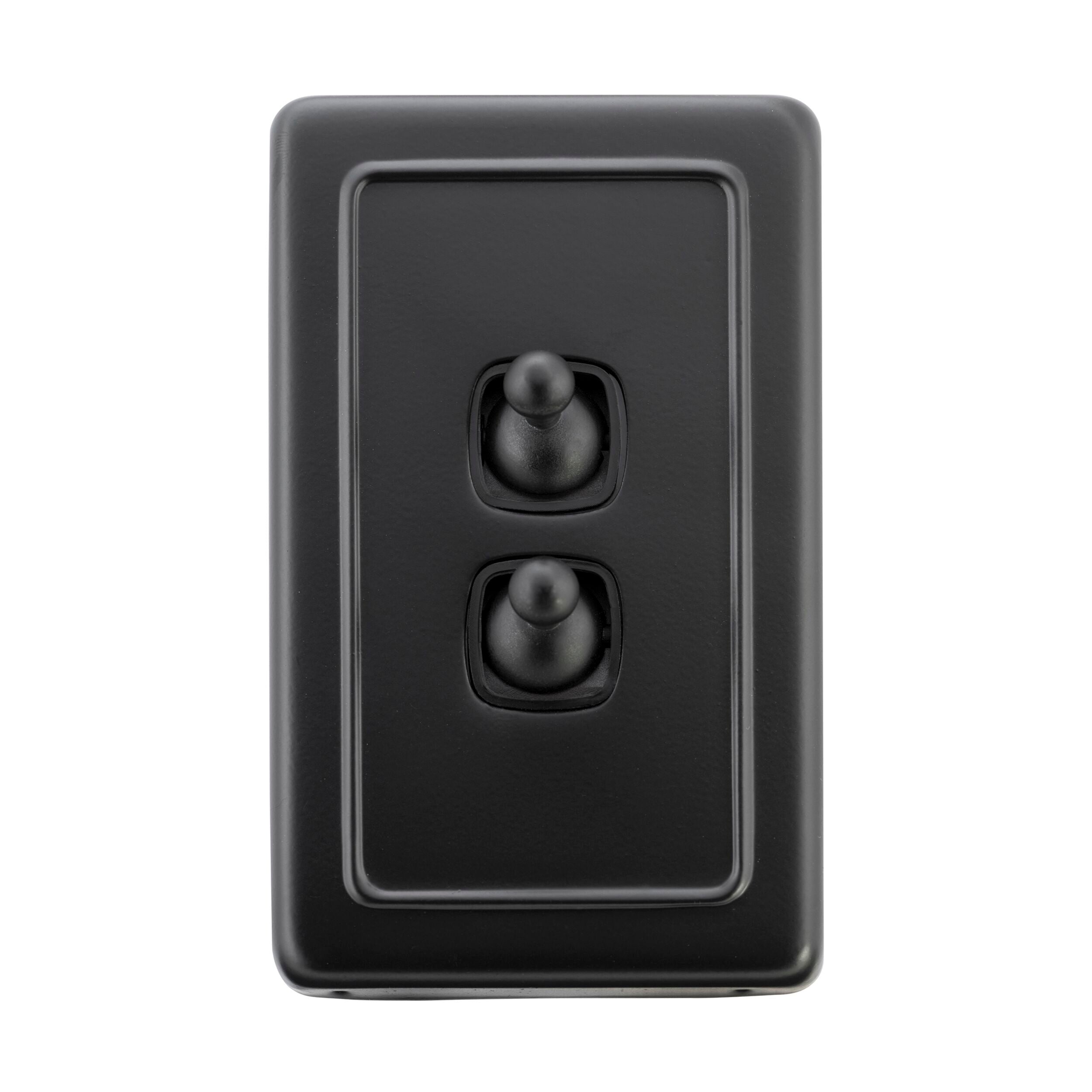 5353 Switch Flat Plate Toggle 2 Gang Matte Black H115xW72mm