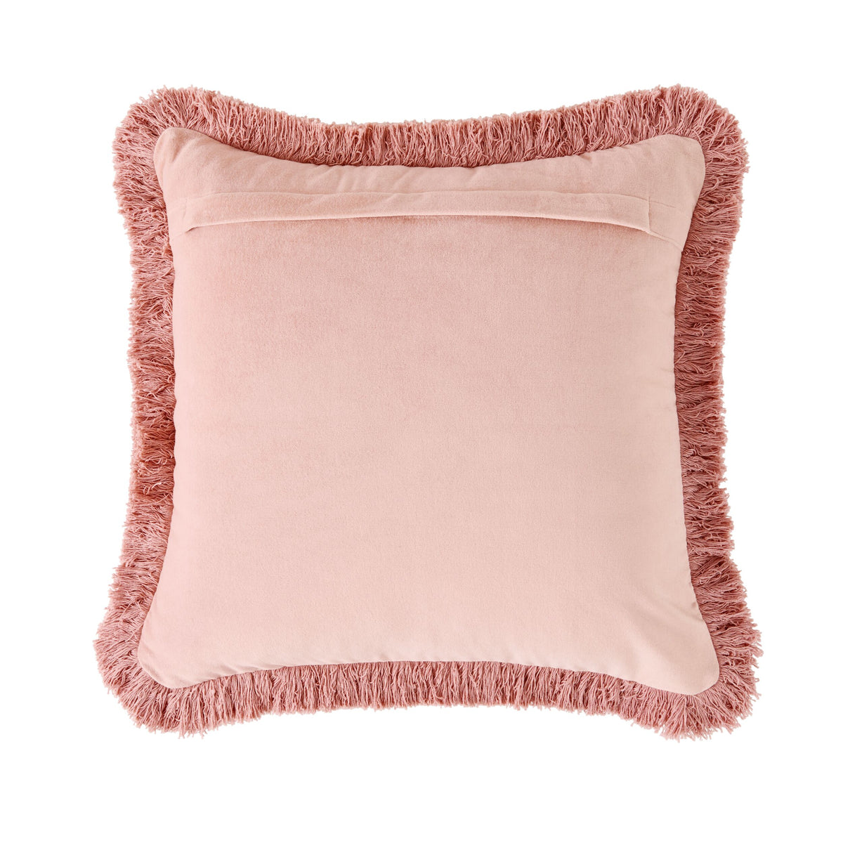 Casa Fringed Velvet Cushion Soft Pink 50x50cm