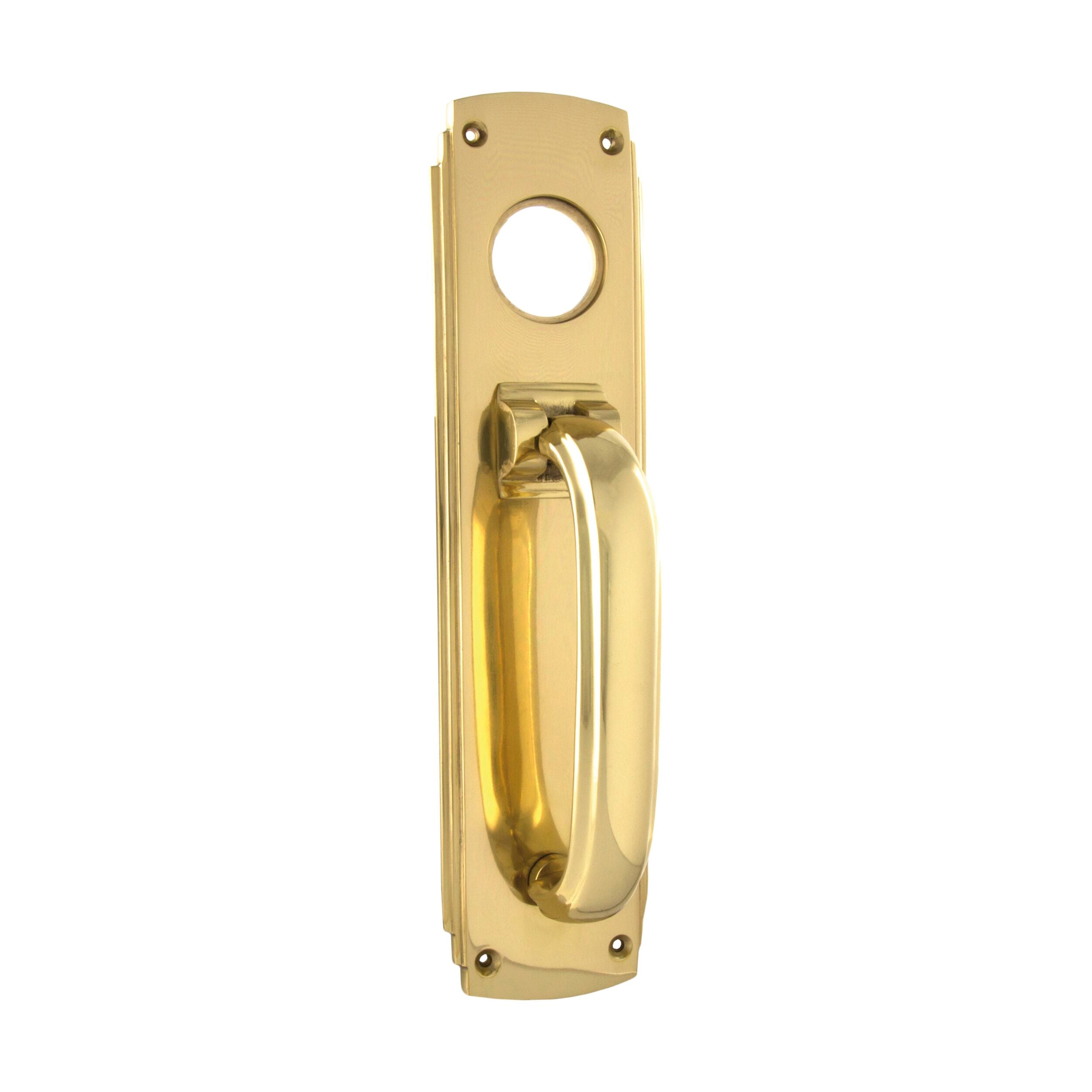1297 Pull Handle Knocker Art Deco Cylinder Hole Polished Brass H240xW60mm