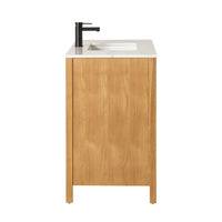 Oliver Single Bathroom Vanity Teak with Stone Top 910mm Package