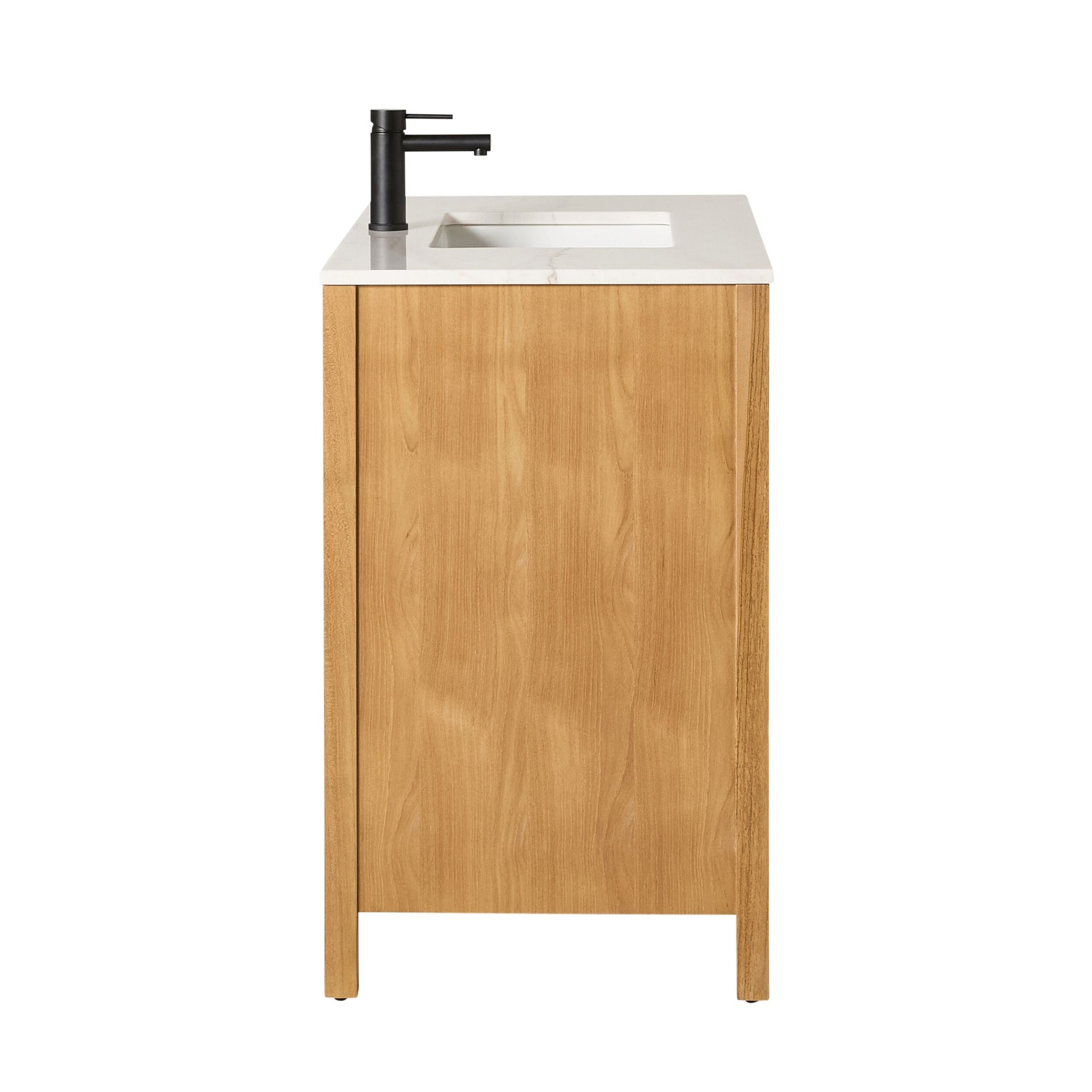 Oliver Single Bathroom Vanity Teak with Stone Top 910mm Package