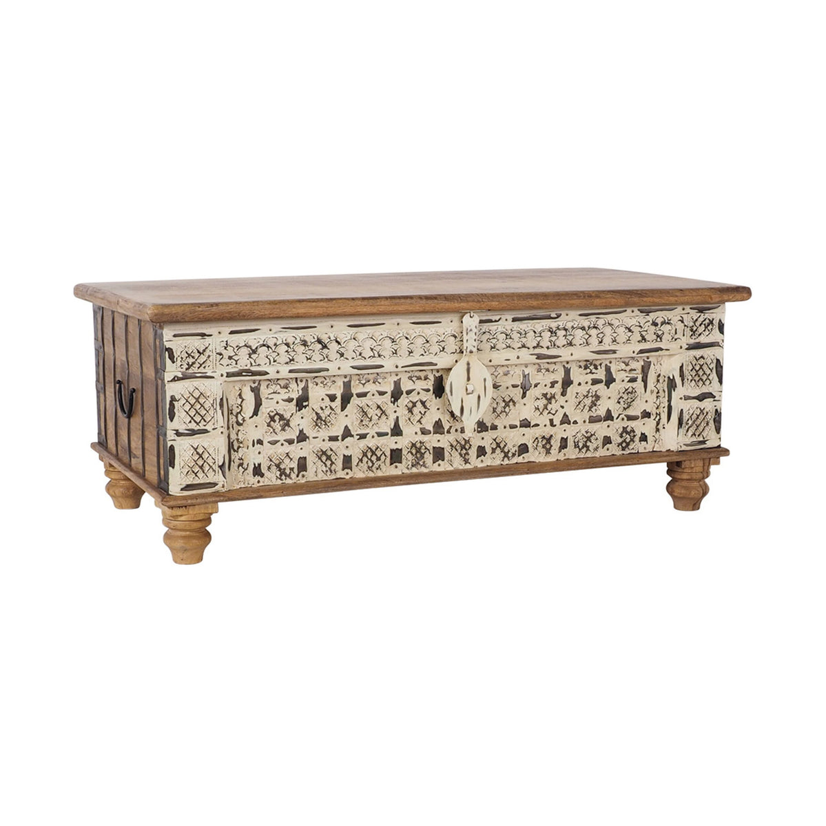 Vintage Trunk / Coffee Table Washed White Early Settler AU