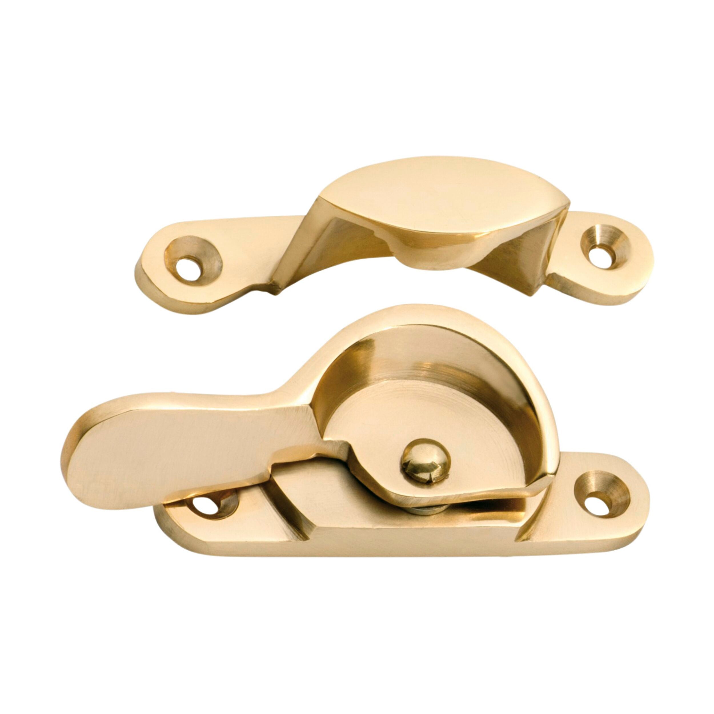 1614 Sash Fastener Narrow Polished Brass L69xW17mm