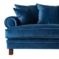 Lisette 3.5 Seater Velvet Deep Sofa Celeste Indigo