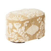 Freya Embroidered Ottoman Light Taupe Velvet