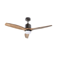 Nadi Indoor DC Ceiling Fan with LED Light & Remote - Black & Ash Wood 122cm