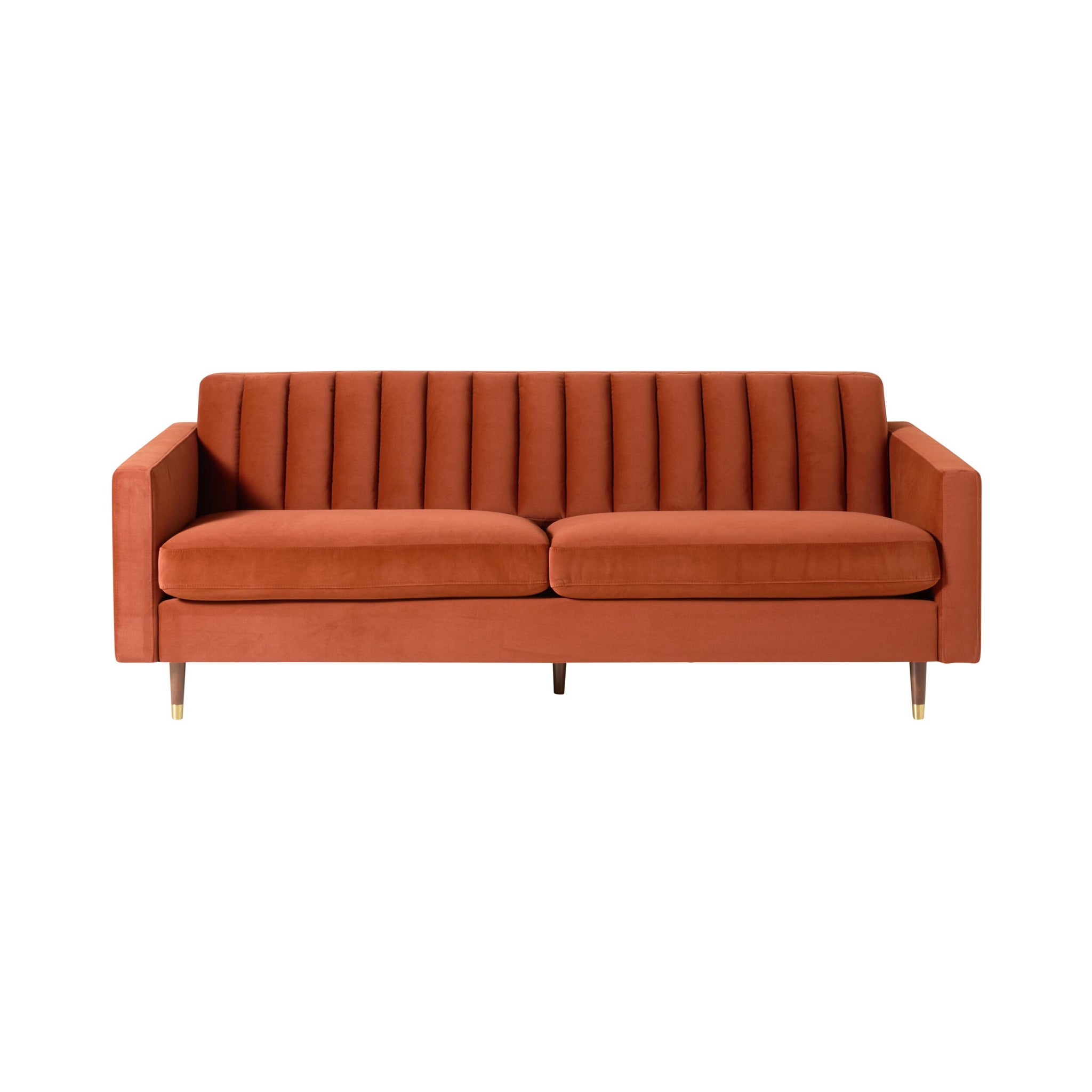 Stitch 3 Seater Velvet Sofa Copper