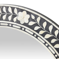 Bone Inlay Round Mirror Black and White 60cm