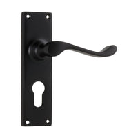 1930E Door Lever Victorian Euro Pair Matte Black H152xW42xP59mm