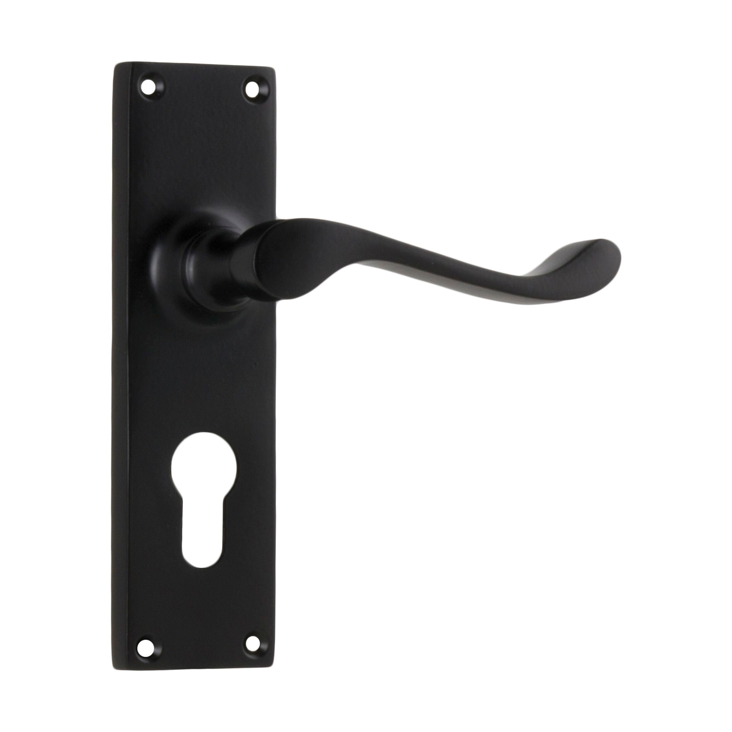 1930E Door Lever Victorian Euro Pair Matte Black H152xW42xP59mm