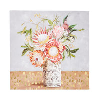 Proteas in Ceramic Vase I Canvas Print 60x60cm