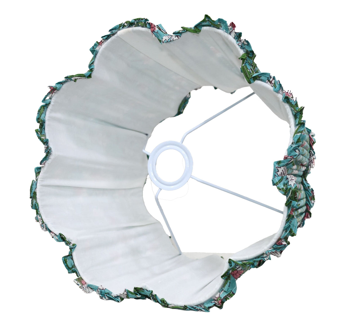 Loni Scallop Tapered Shade Aqua Floral 35cm