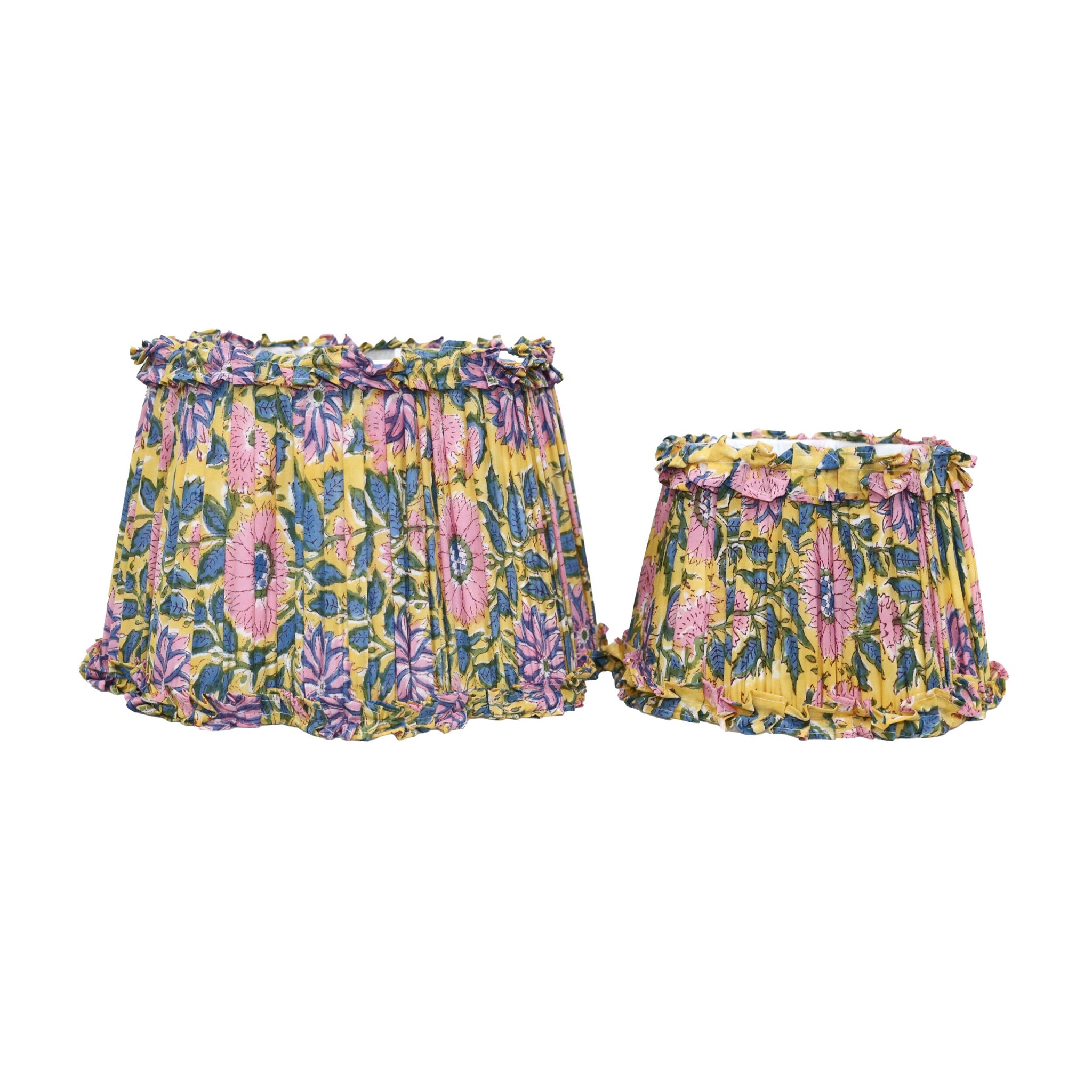 Loni Scallop Tapered Shade Mustard Floral 35cm