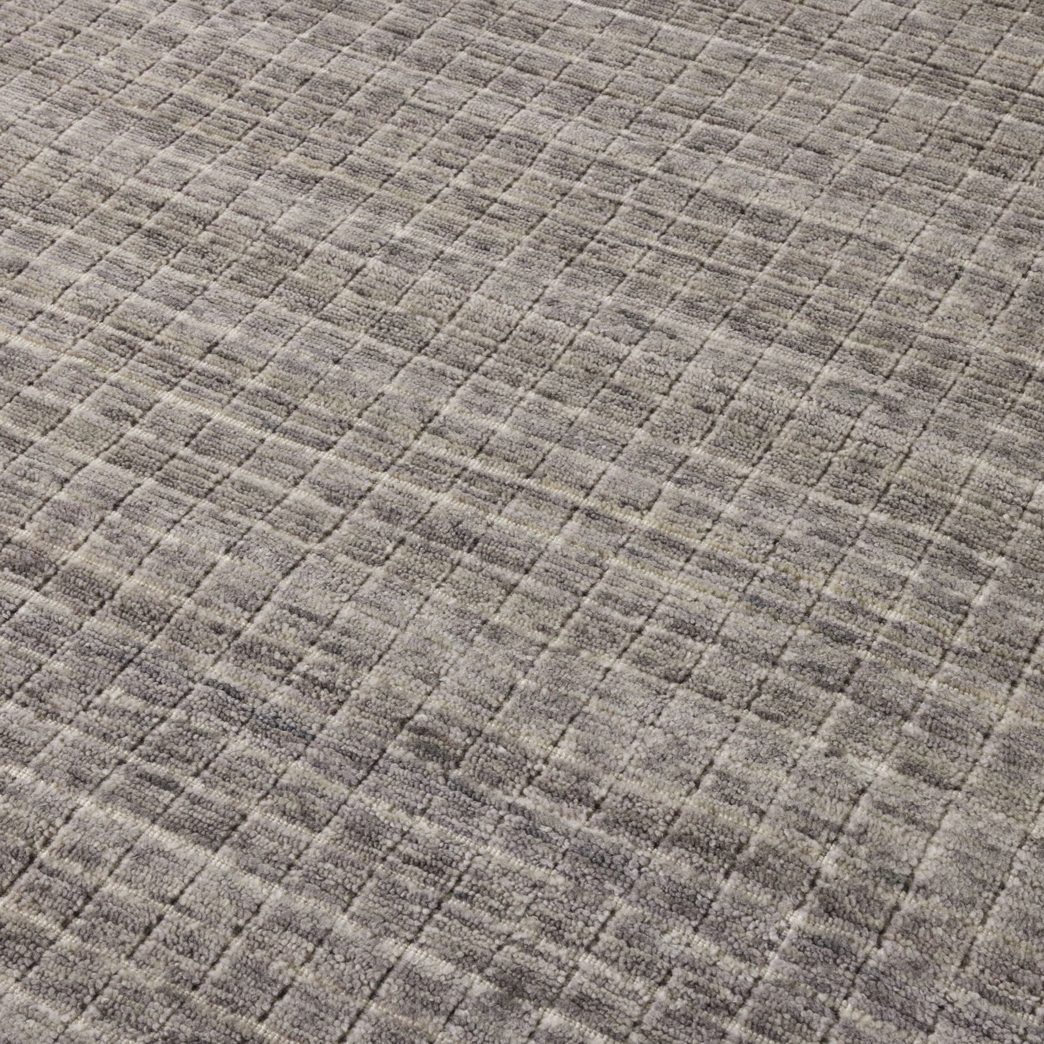 Charcoal Grid Handloom NZ Wool Rug 240x300cm