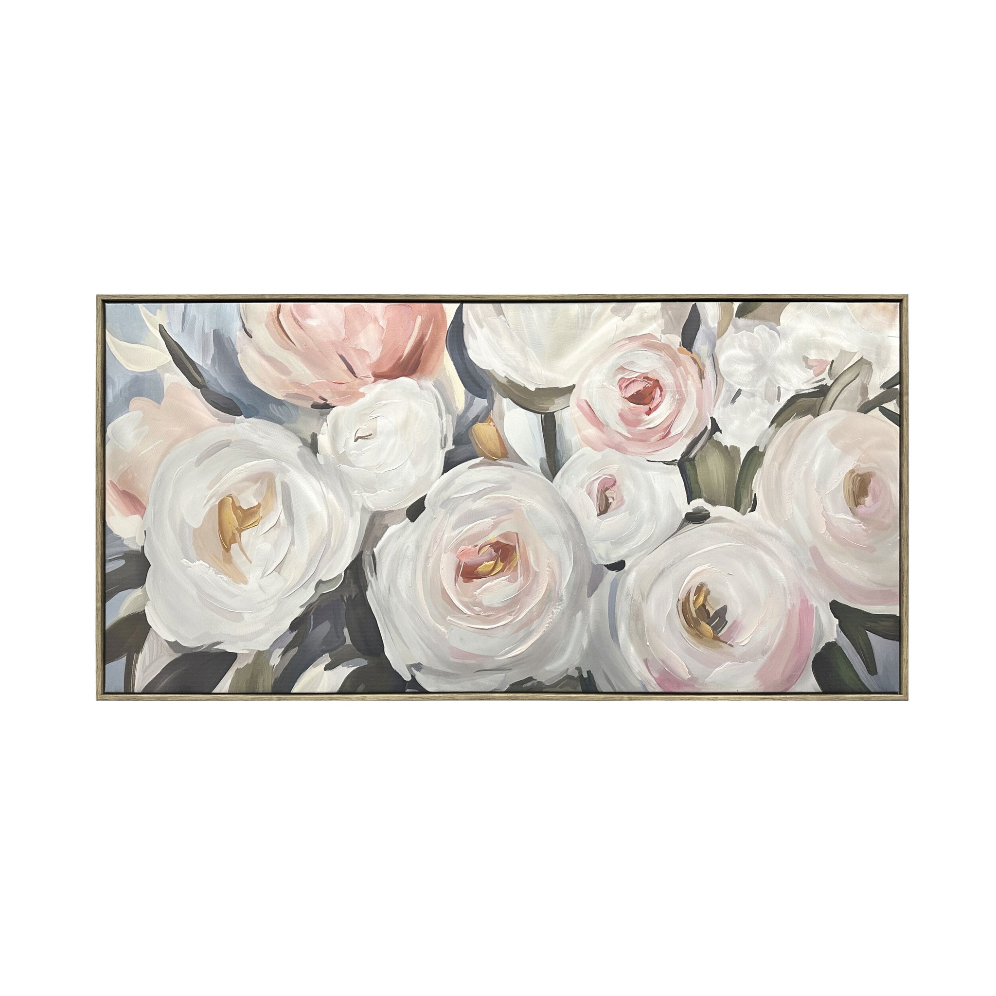 Metallic Rose Bouquet Framed Textured Print 120x60cm