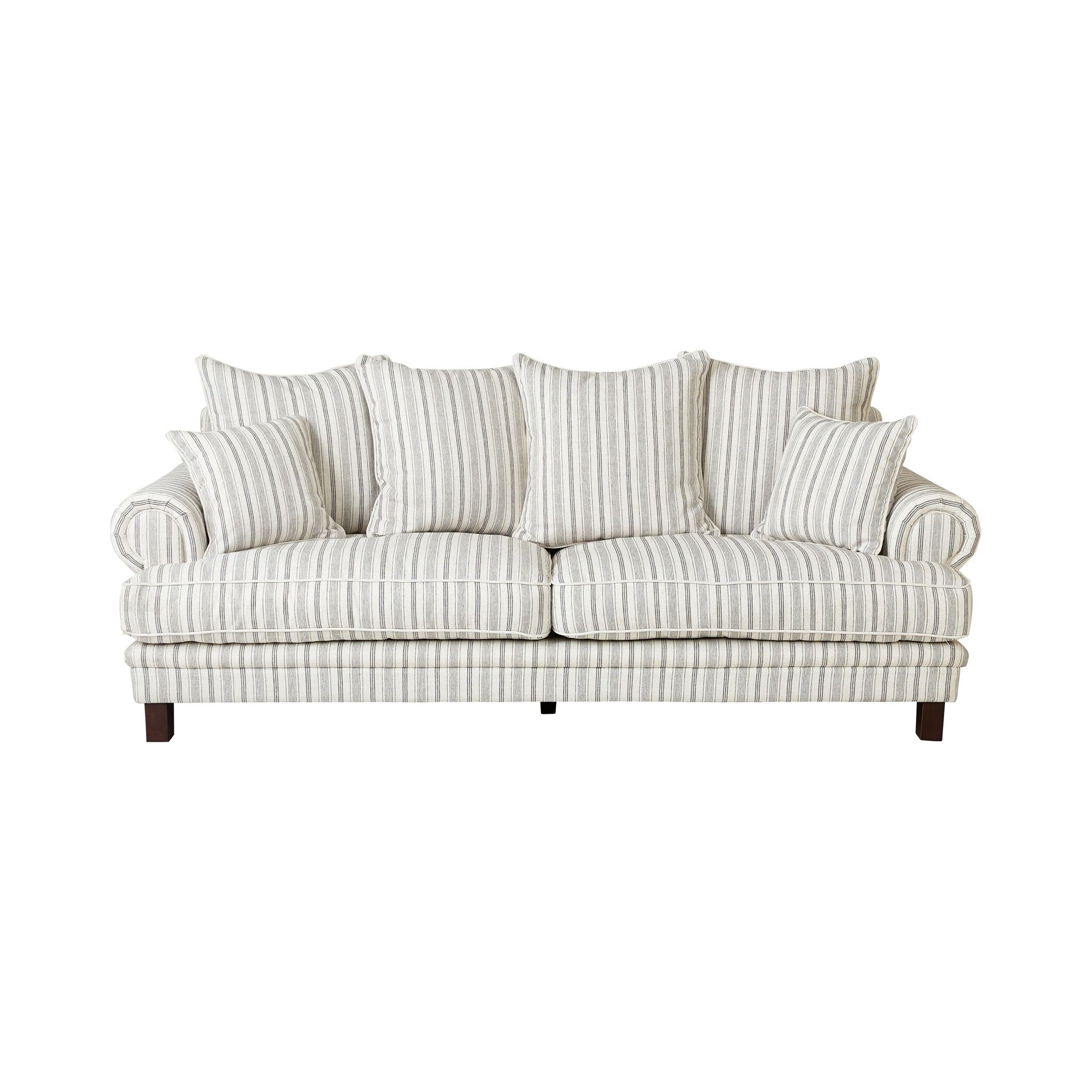 Lisette 3.5 Seater Deep Sofa Linen Stripe