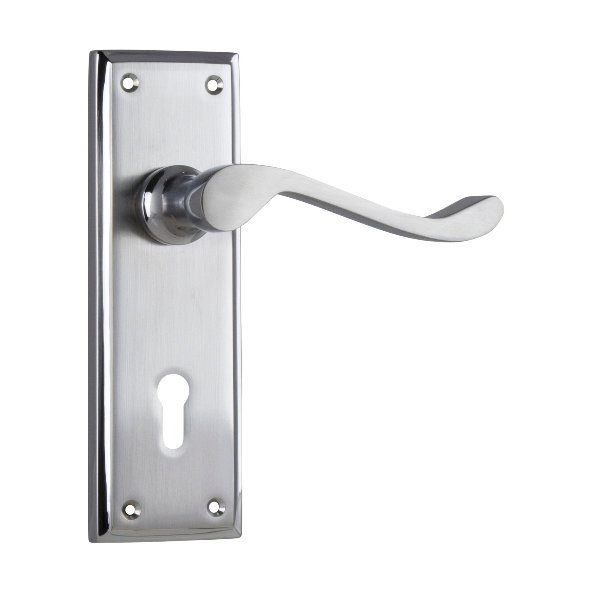 1097 Door Lever Camden Lock Pair Satin Chrome Polished Edge H152xW50xP60mm