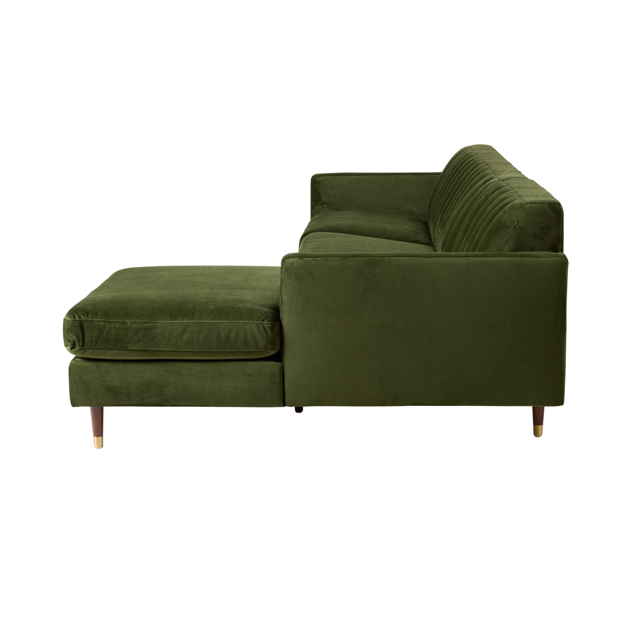 Stitch 3 Seater Velvet Chaise RHF Juniper Olive
