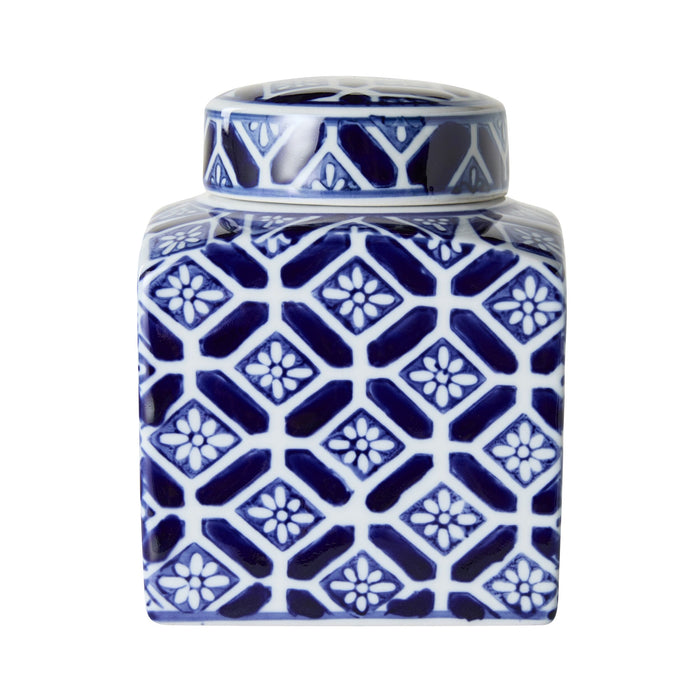 Celadon Daisy Tile Jar Medium