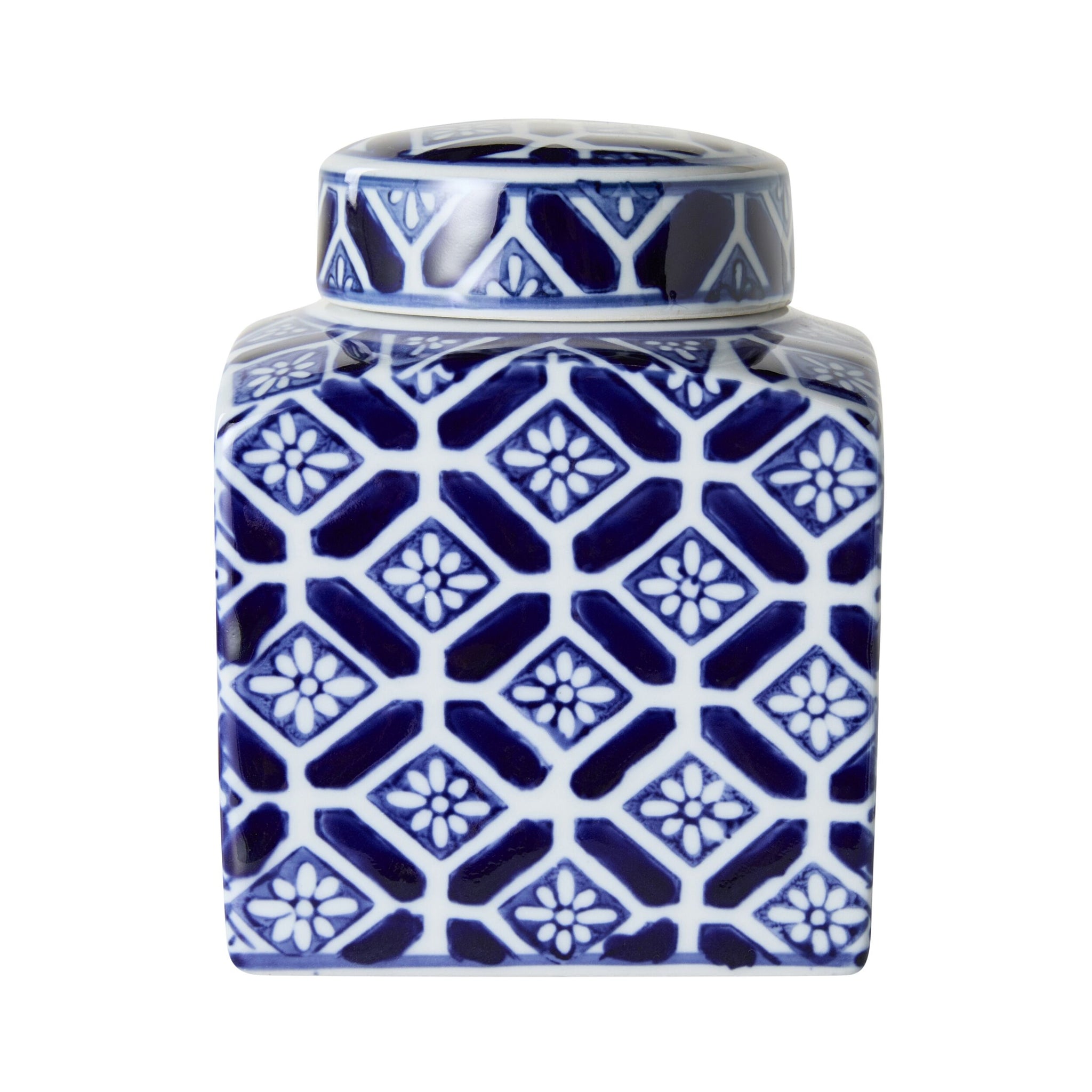 Celadon Daisy Tile Jar Medium