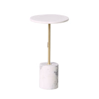 Layla White Marble Round Side Table Small 30x56.5cm