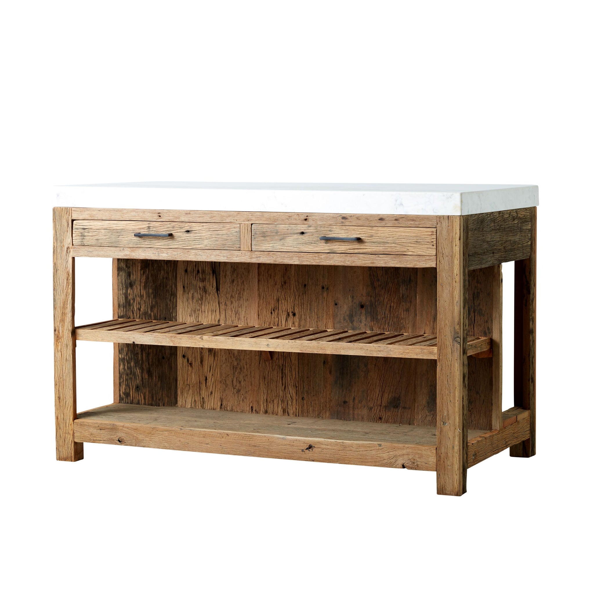 Valaro 150 Marble & Reclaimed Timber Double Kitchen Workbench