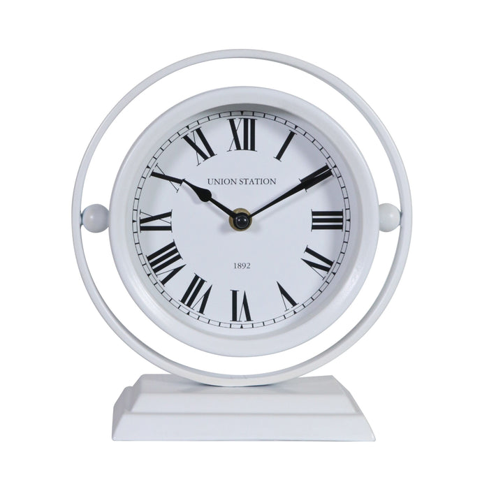 Iron Sphere Mantel Clock White