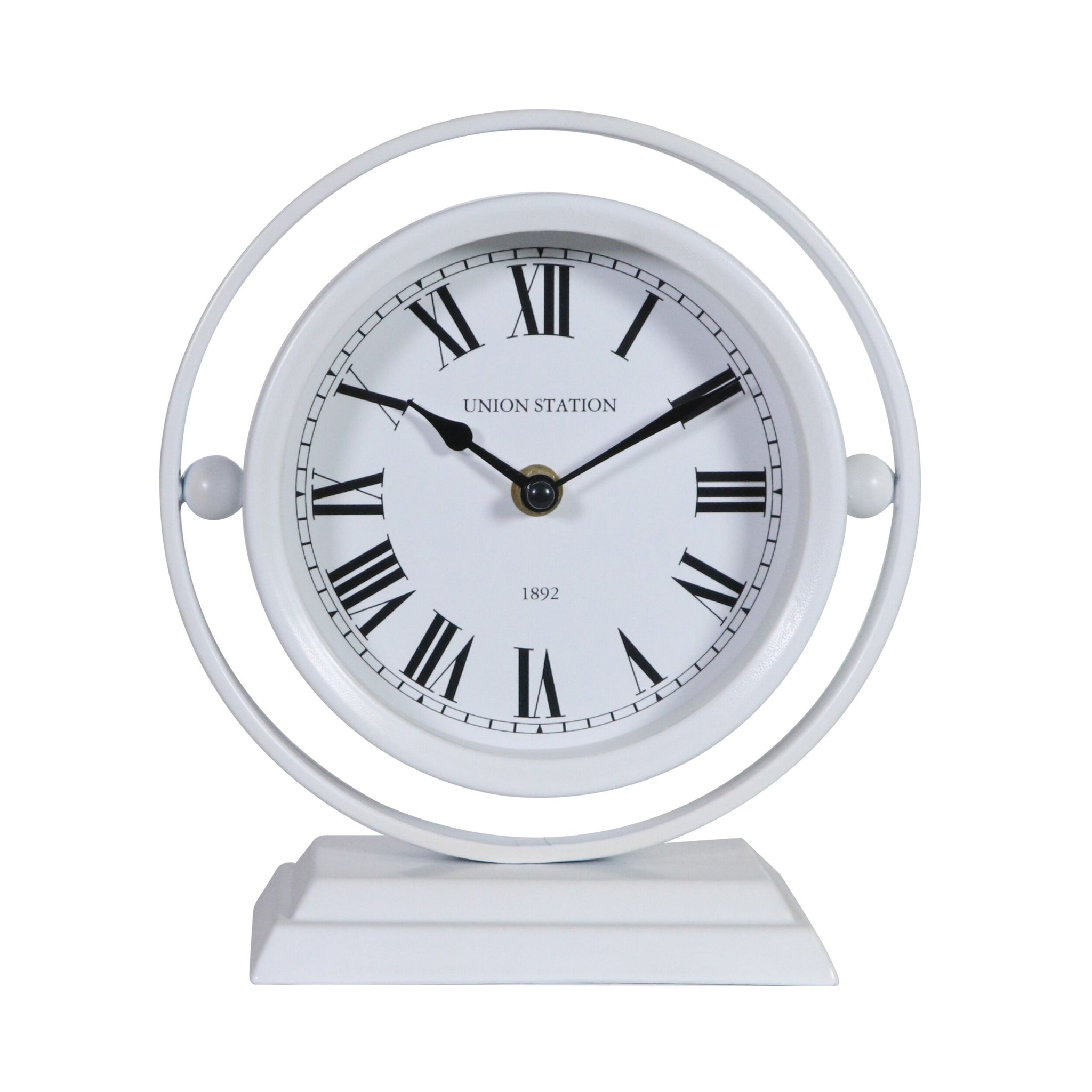 Iron Sphere Mantel Clock White