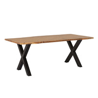 Live Edge Cross Leg Timber Dining Table 200cm