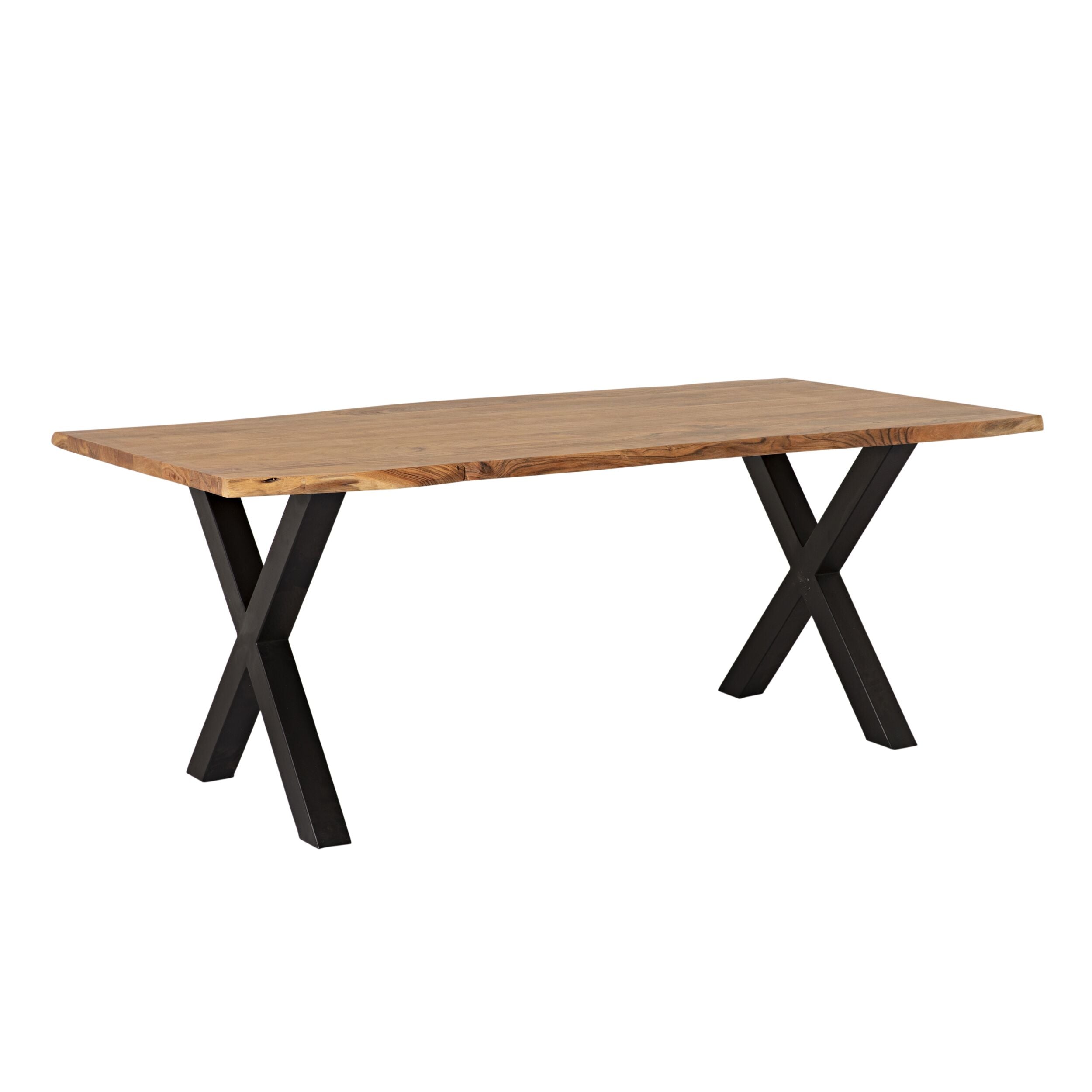 Live Edge Cross Leg Timber Dining Table 200cm