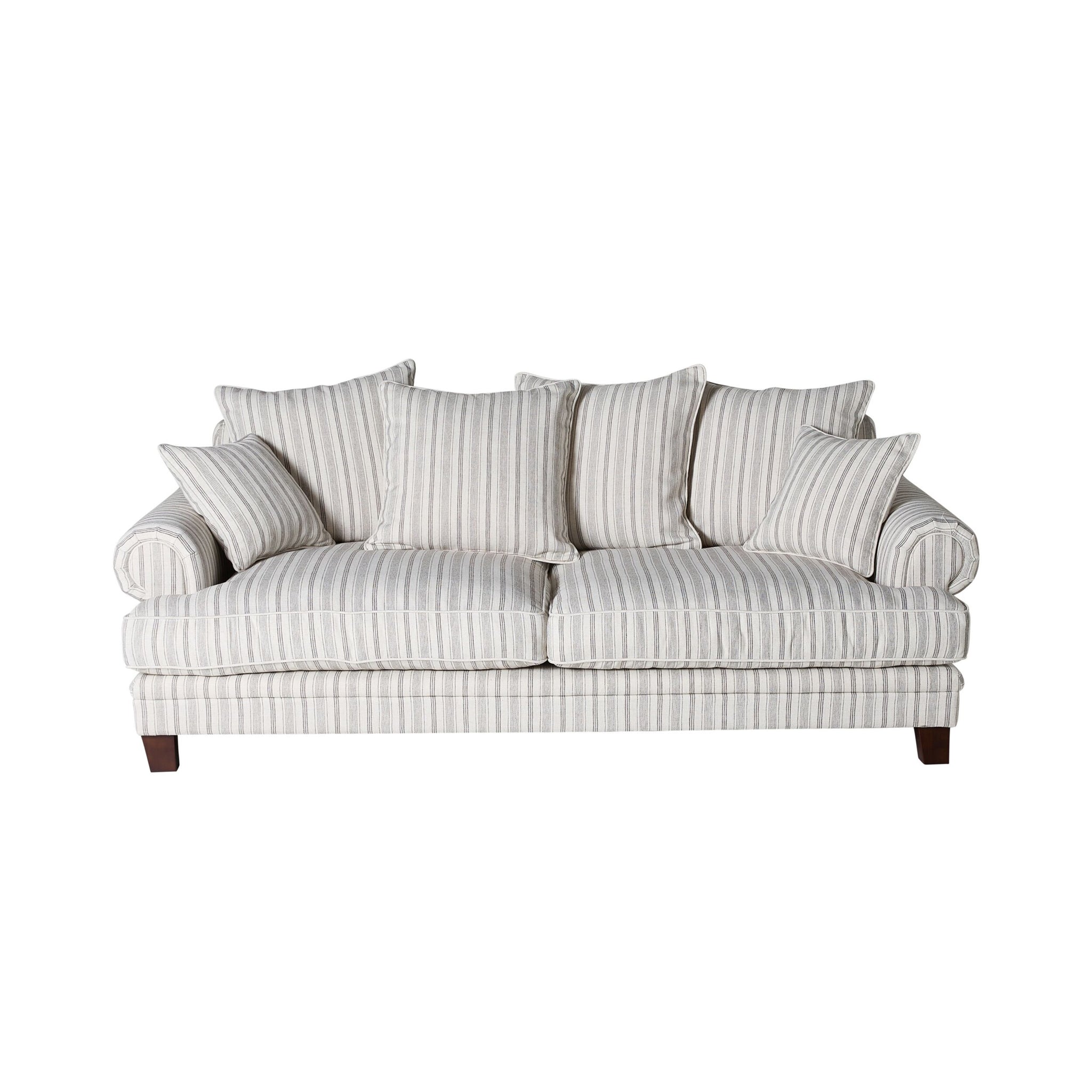 Lisette 3.5 Seater Deep Sofa Linen Stripe