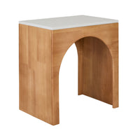Marble Arched Wooden Side Table 45cm