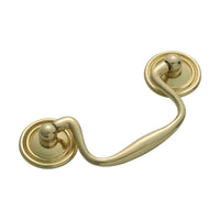 3450 Cabinet Pull Handle Swan Neck Polished Brass CTC80mm