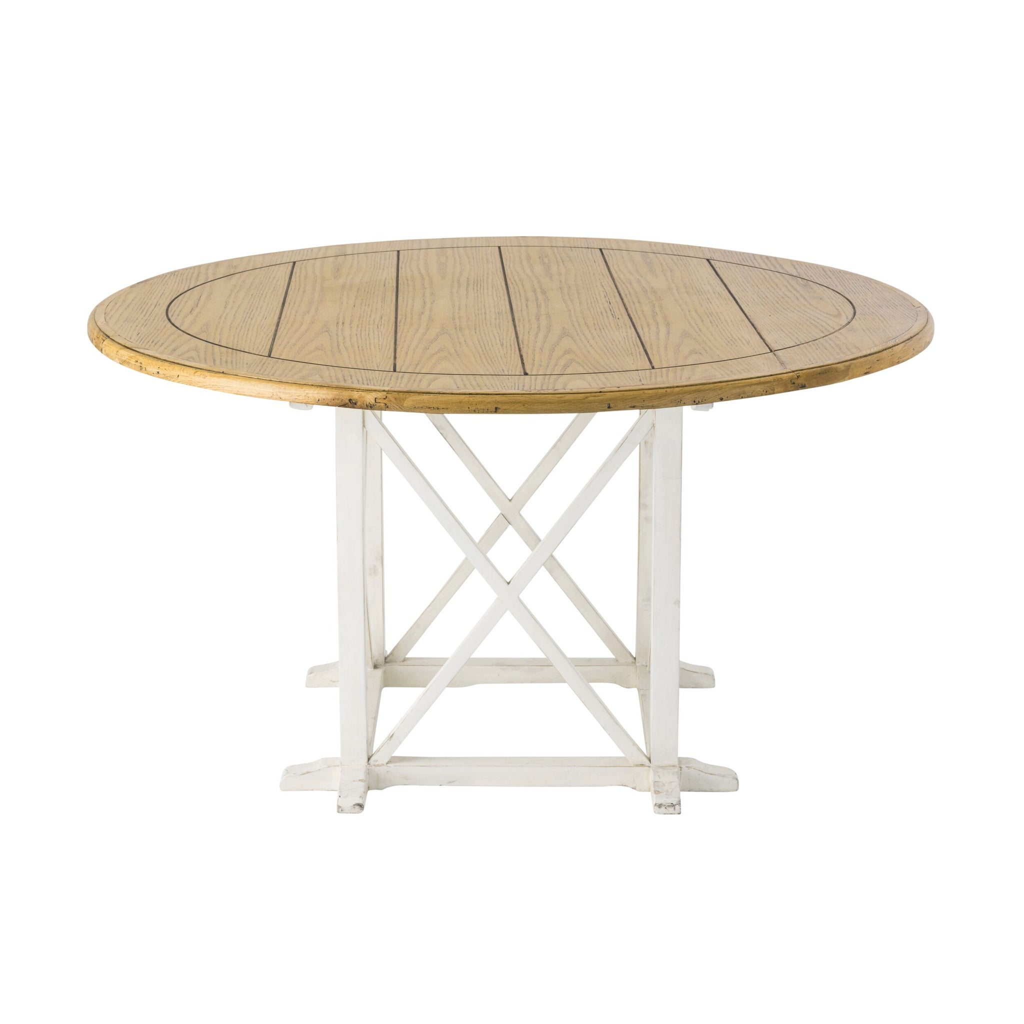 Provincial Oak Round Dining Table 140cm Distressed White