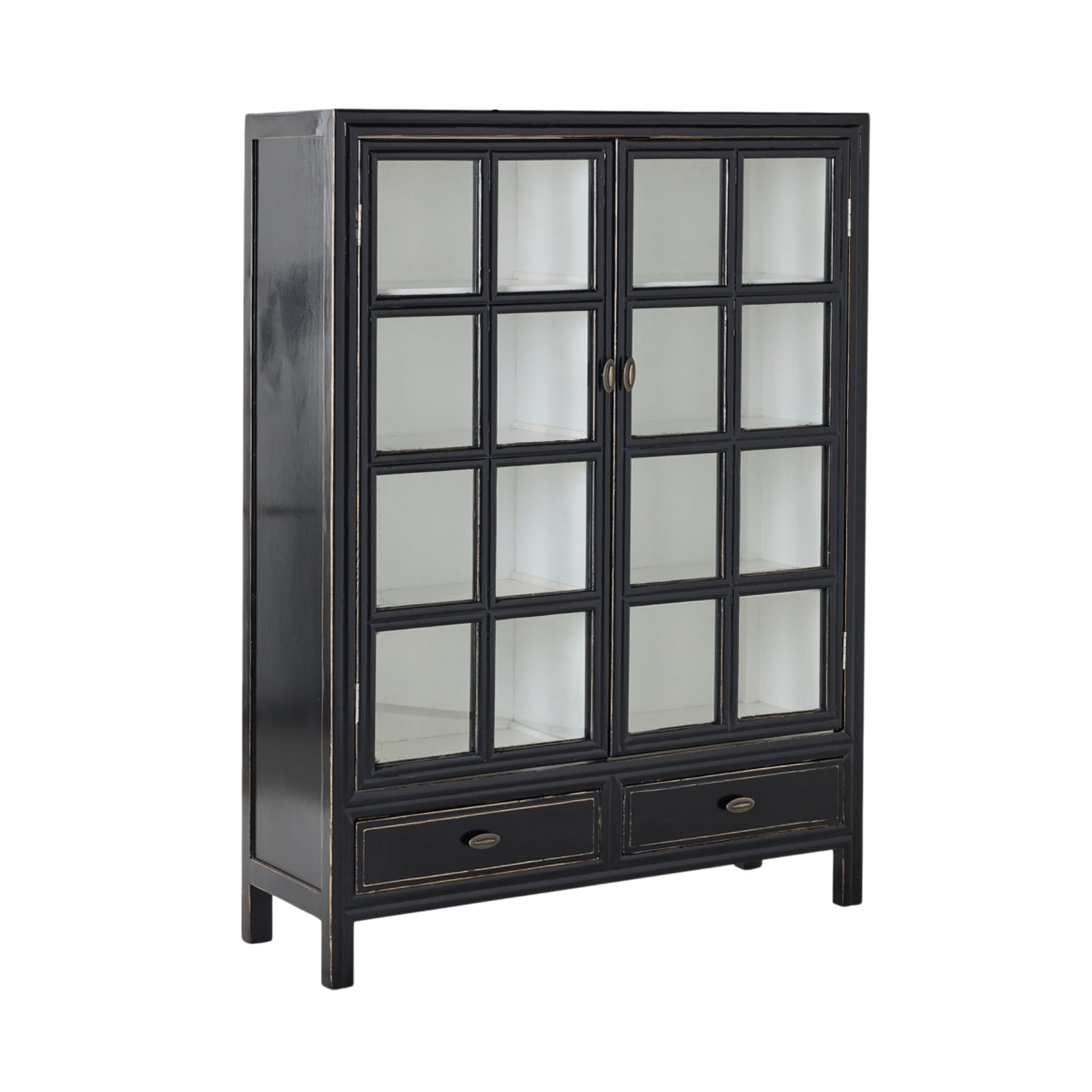 Sansha 2 Door & 2 Drawer Display Cabinet Black & White