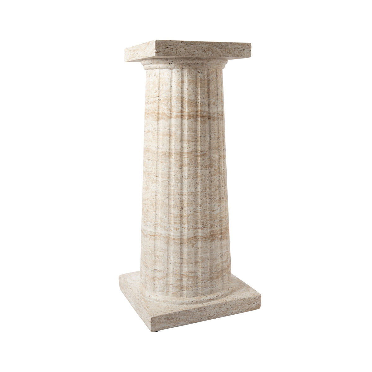 Column Pedestal Faux Travertine Plant Stand
