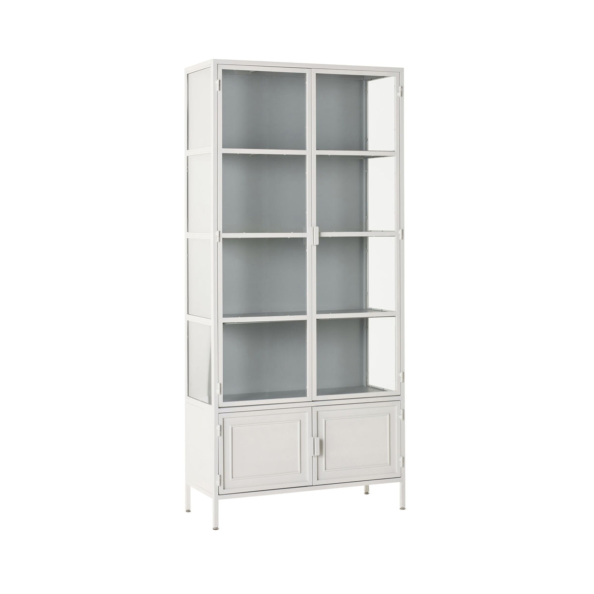 Nero 4 Door Display Cabinet 201 x 92cm White & Grey
