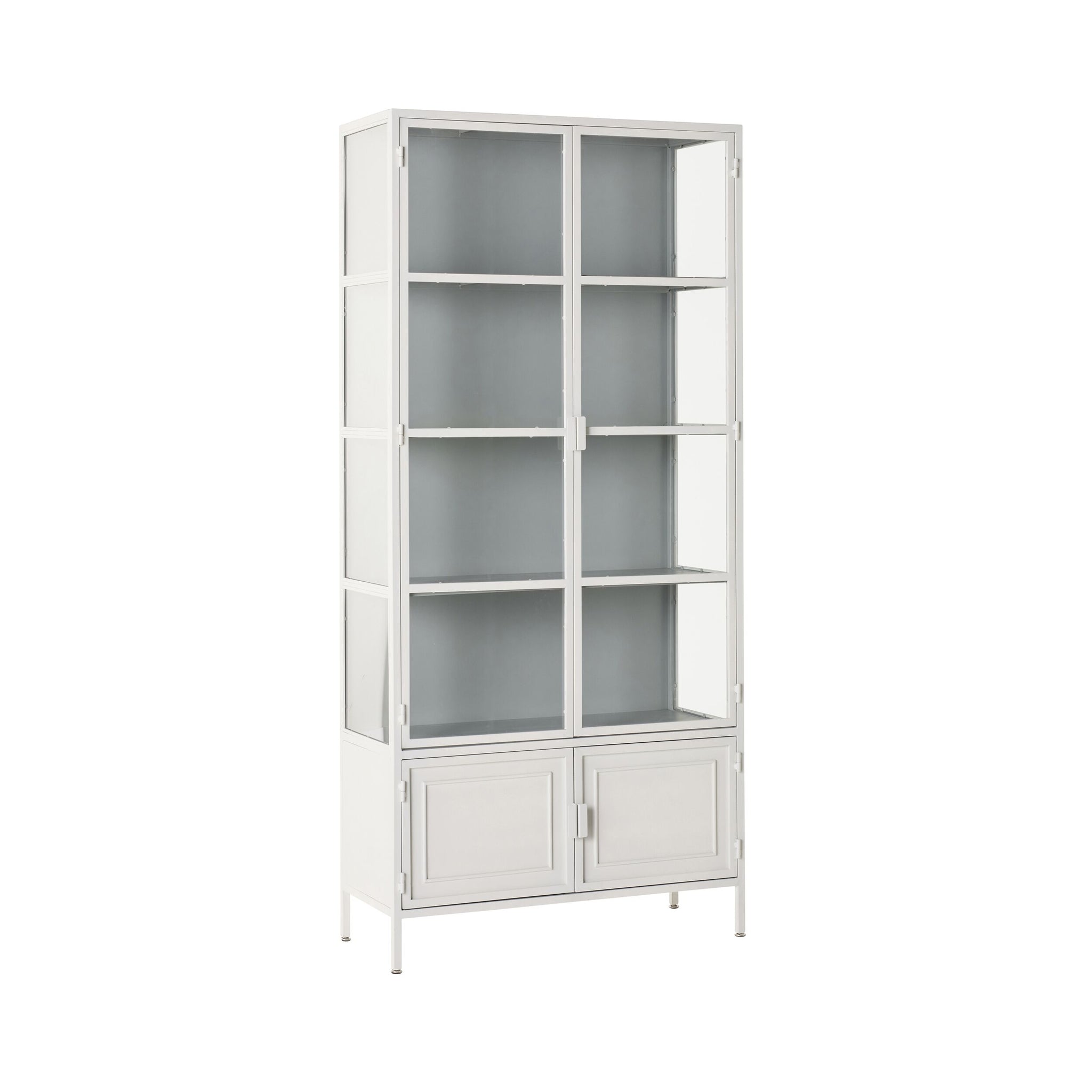 Nero 4 Door Display Cabinet 201 x 92cm White & Grey