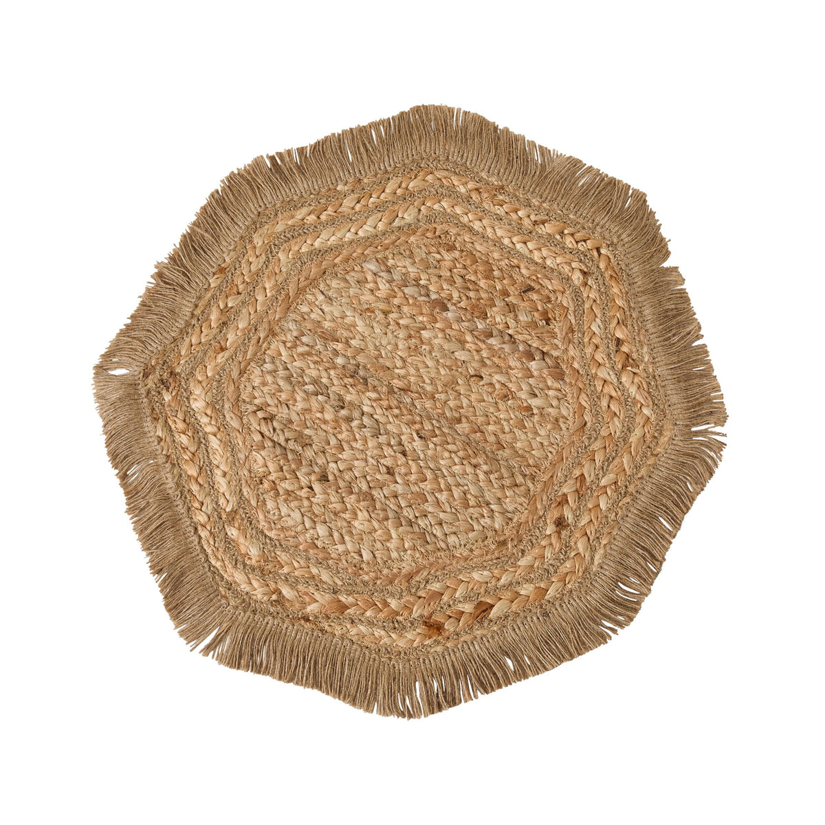 Tulum Braided Hexagonal Jute Placemat 38cm Set of 2