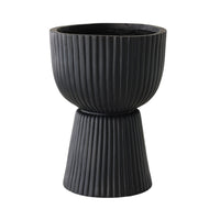Ribbed Pedestal Urn Black 39.5x39.5x54cm