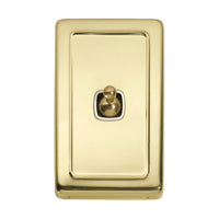 5952 Switch Flat Plate Toggle 1 Gang White Polished Brass H115xW72mm