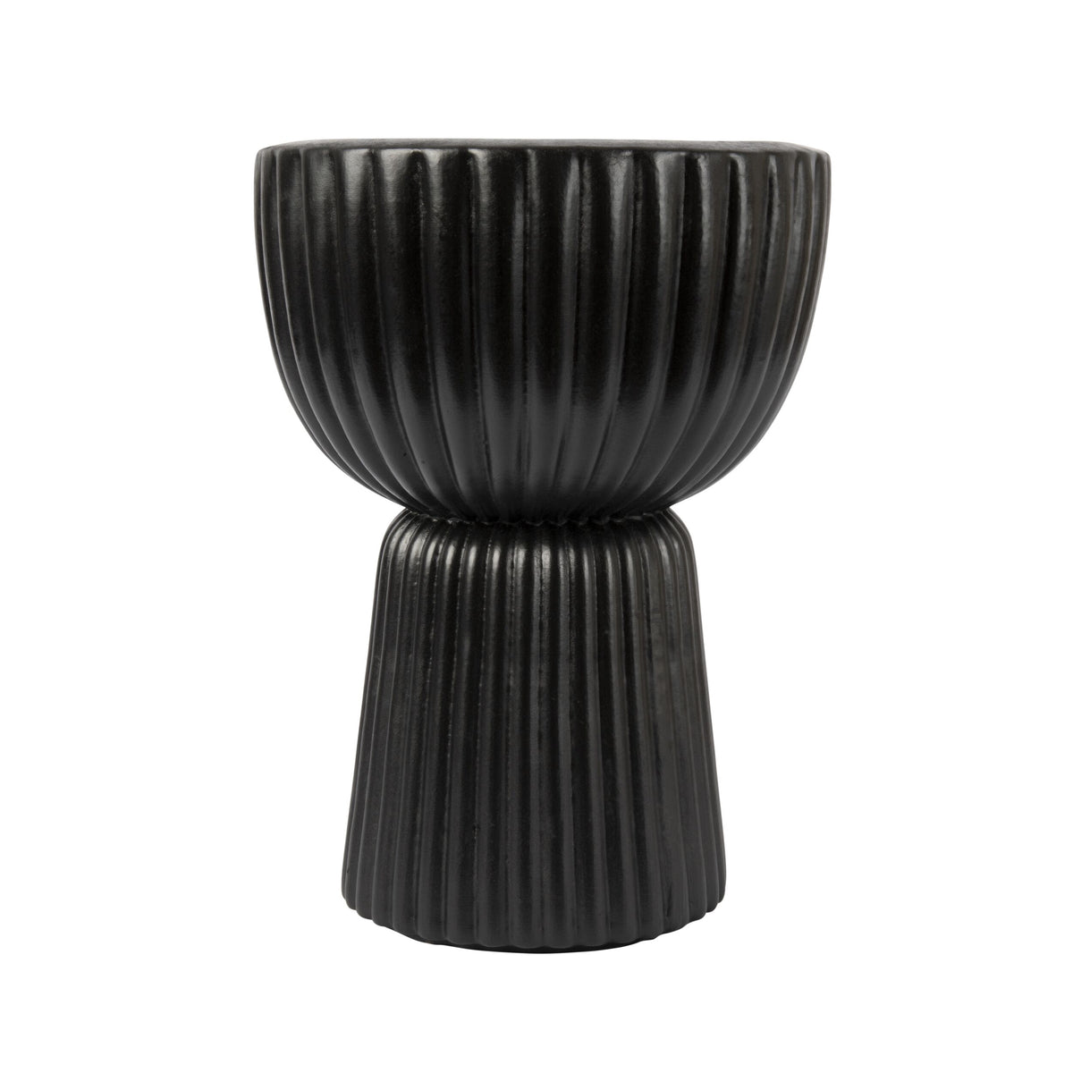 Ribbed Pedestal Urn Small Black