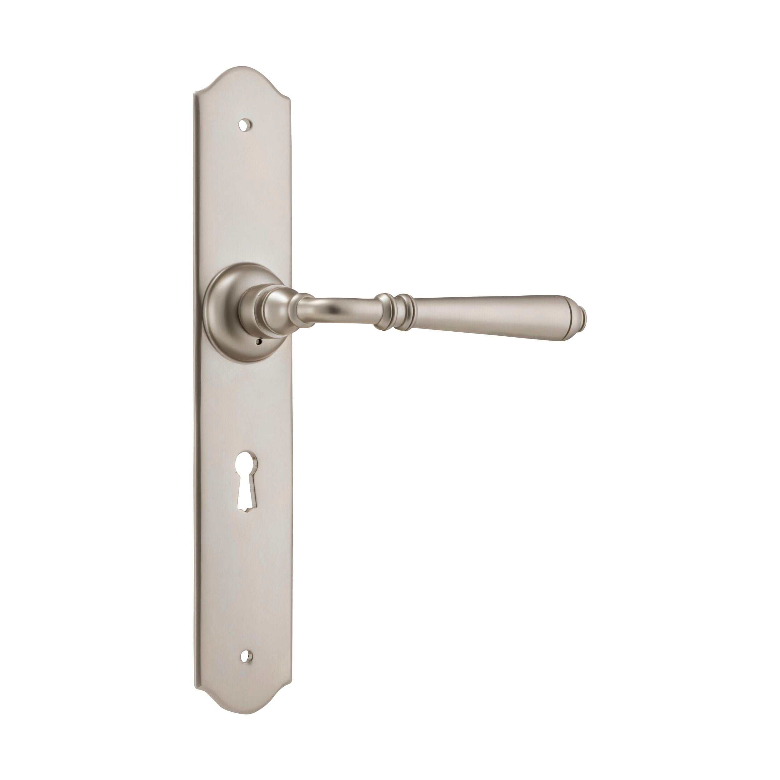 6561 Door Lever Reims Lock Pair Satin Nickel H240xW40xP70mm