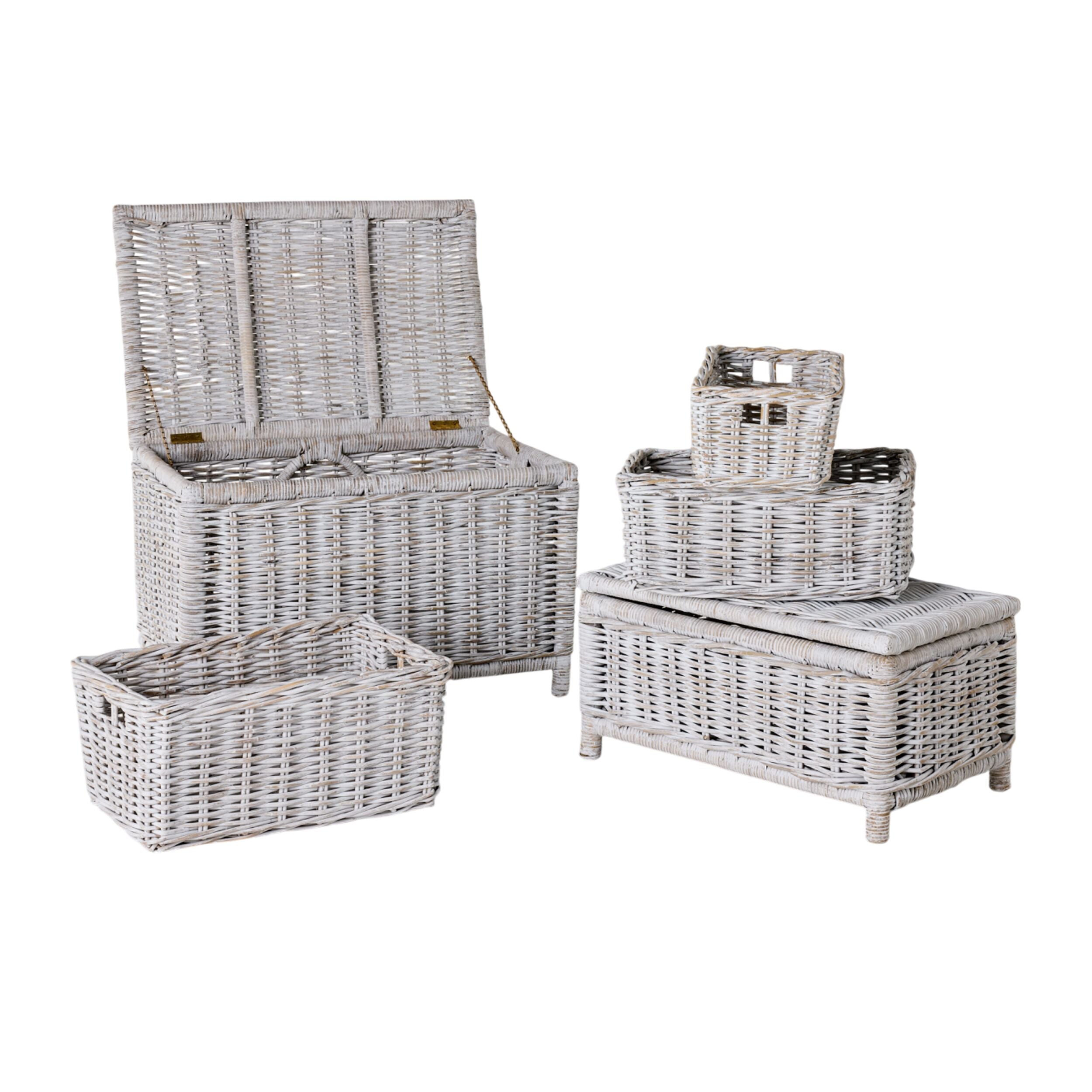 Lorne Basket Medium White Wash 49x30x22cm