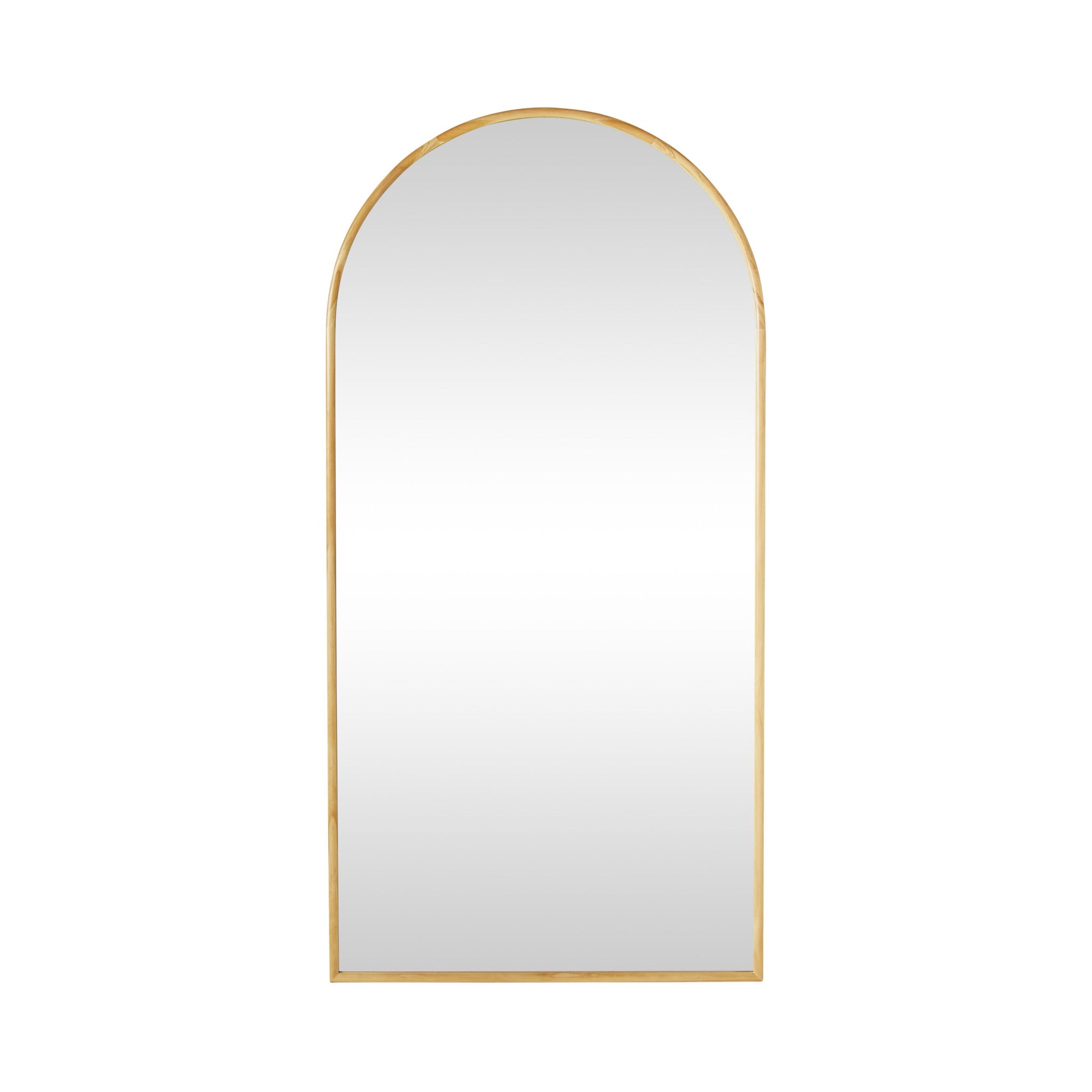 Natural Wooden Arched Floor Mirror 90x180cm